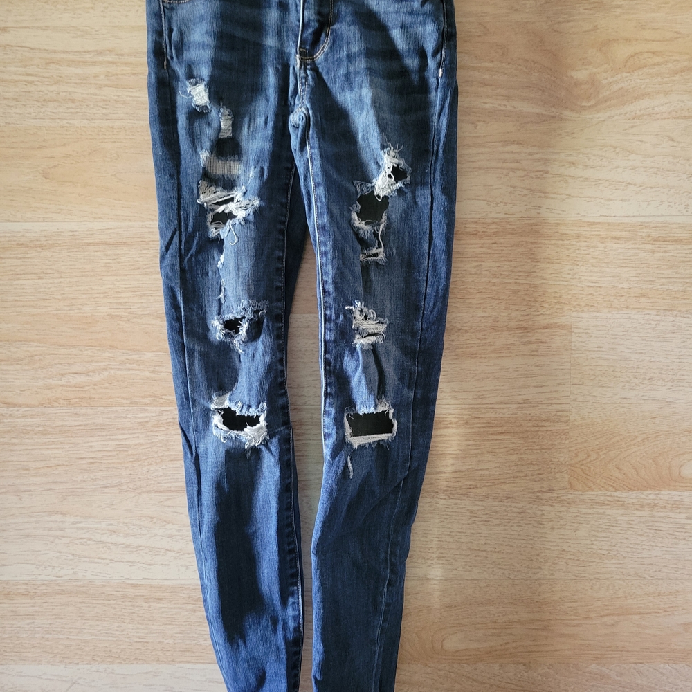 American Eagle Outfitters Ripped Dark Blue Skinny Jeans